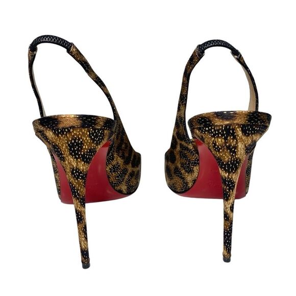 Christian Louboutin Drama Sling 100 Lurex Panthere Stud Pump EU 40 US 10 Heels - Picture 8 of 10